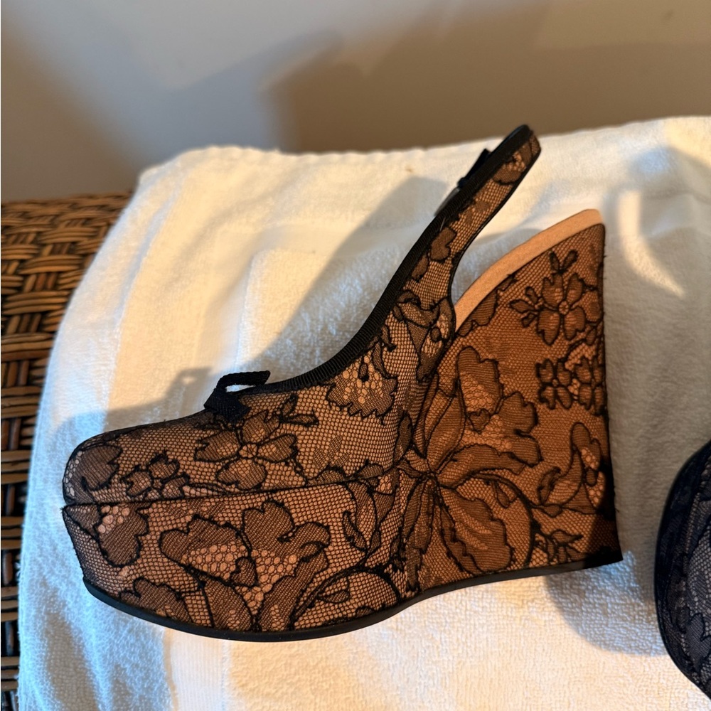 Alaia Black Lace Slingback Heels - Picture 2 of 4